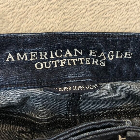 American Eagle Outfitters Womens Jeans Size 2 Artist Crop Destroyed Stretch Blue - Picture 8 of 16